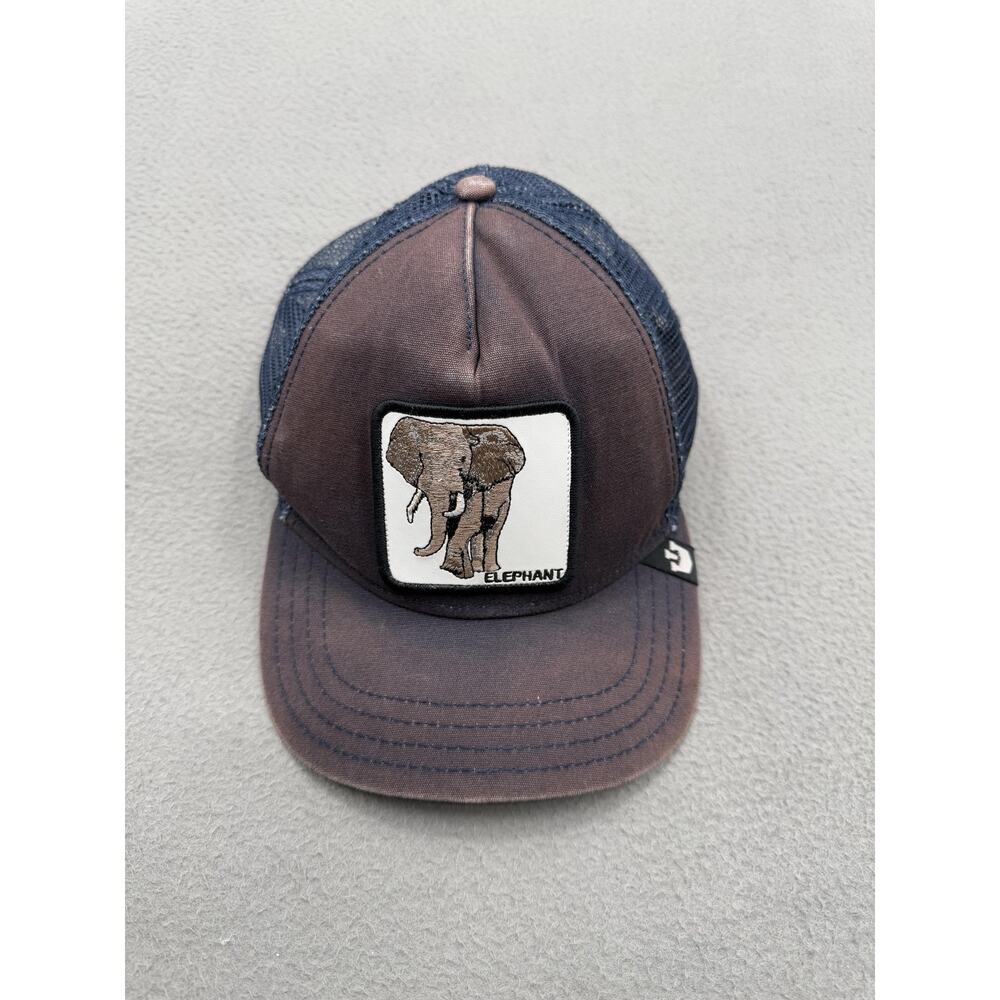 Goorin Bros Elephant Hat‎ Cap Snap Back One Size Brown Navy Trucker Patch Mens